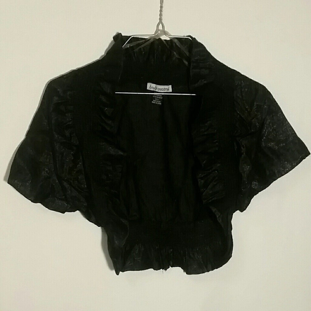 Black ruffled light jacket